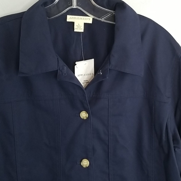 Appleseeds navy blue button jacket blazer Large - Picture 2 of 10